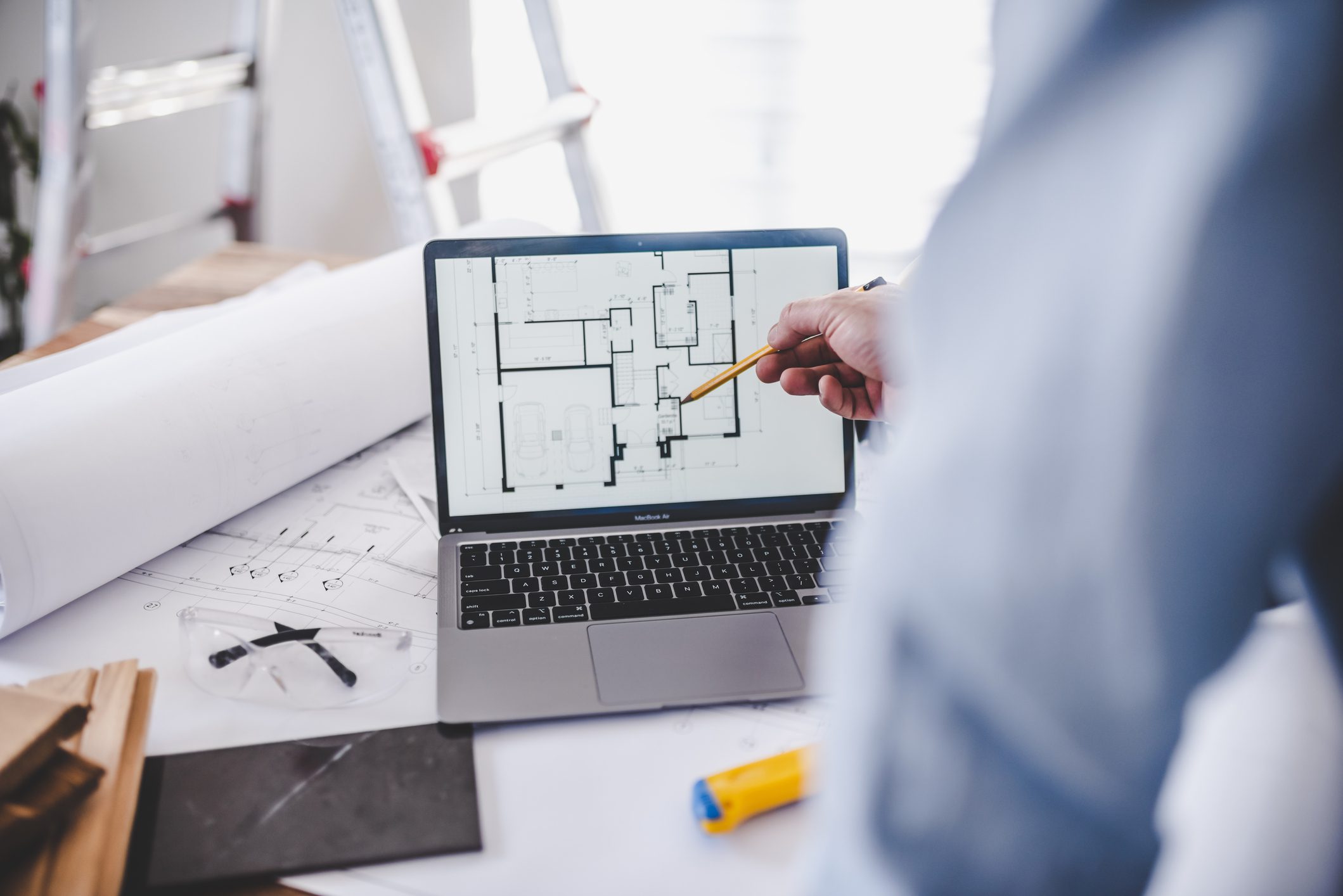 Laptop displaying architectural design